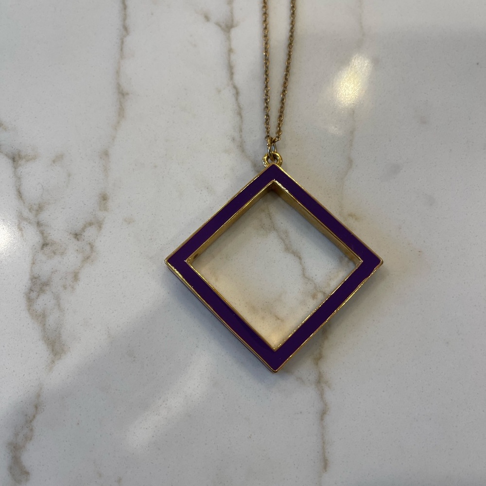 Kate Spade Enamel ‘Play the Angles’ Square Pendant Necklace